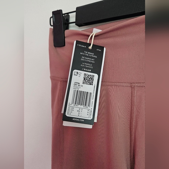 New SET adidas Optime 3 Stripes Full Length High-Waisted Leggings & Top Sz M - Picture 7 of 7